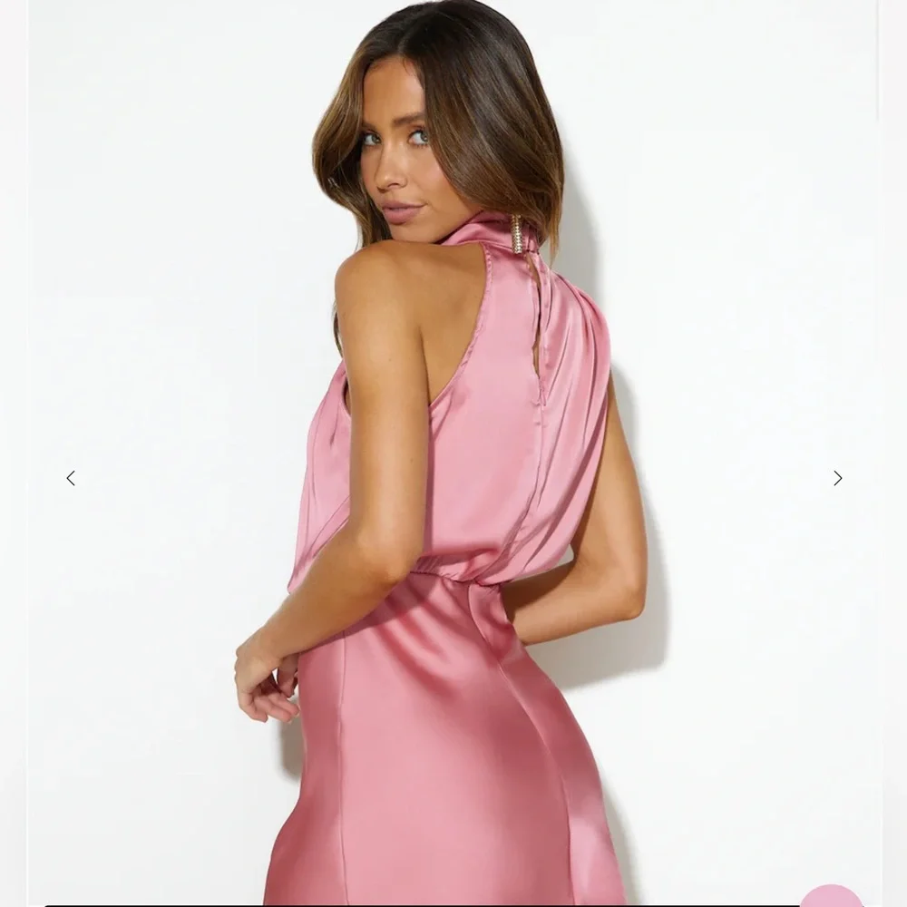 “HELLO MOLLY” Asymmetric Cowl Neck Halter Mini Dress